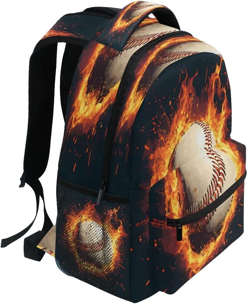 Baseball Magma Flame Kids Backpack for Boys Girls Backpacks Student Backpack Big For Elementary School Shoulder Bag Bookbag