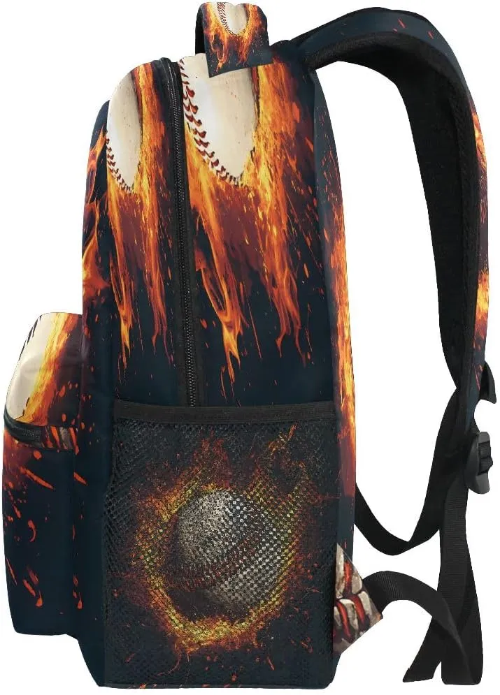 Baseball Magma Flame Kids Backpack for Boys Girls Backpacks Student Backpack Big For Elementary School Shoulder Bag Bookbag