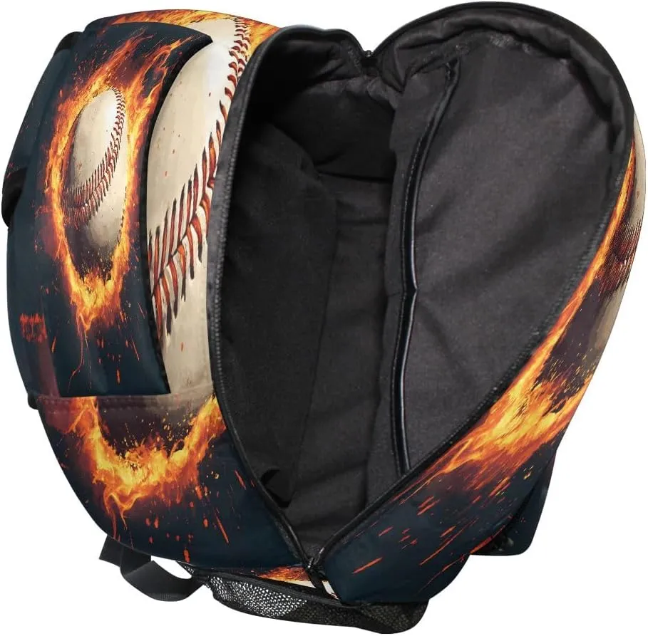 Baseball Magma Flame Kids Backpack for Boys Girls Backpacks Student Backpack Big For Elementary School Shoulder Bag Bookbag