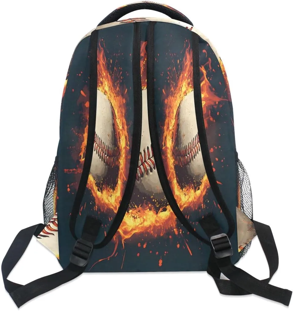 Baseball Magma Flame Kids Backpack for Boys Girls Backpacks Student Backpack Big For Elementary School Shoulder Bag Bookbag