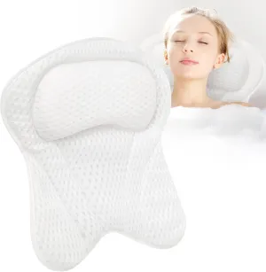 Bath Pillows for Tub, Luxury Bathtub Pillow for Tub Neck and Back Support with Upgraded 4D Mesh Fabric Non-Slip Suction Cups for Family Bathtub Home Spa