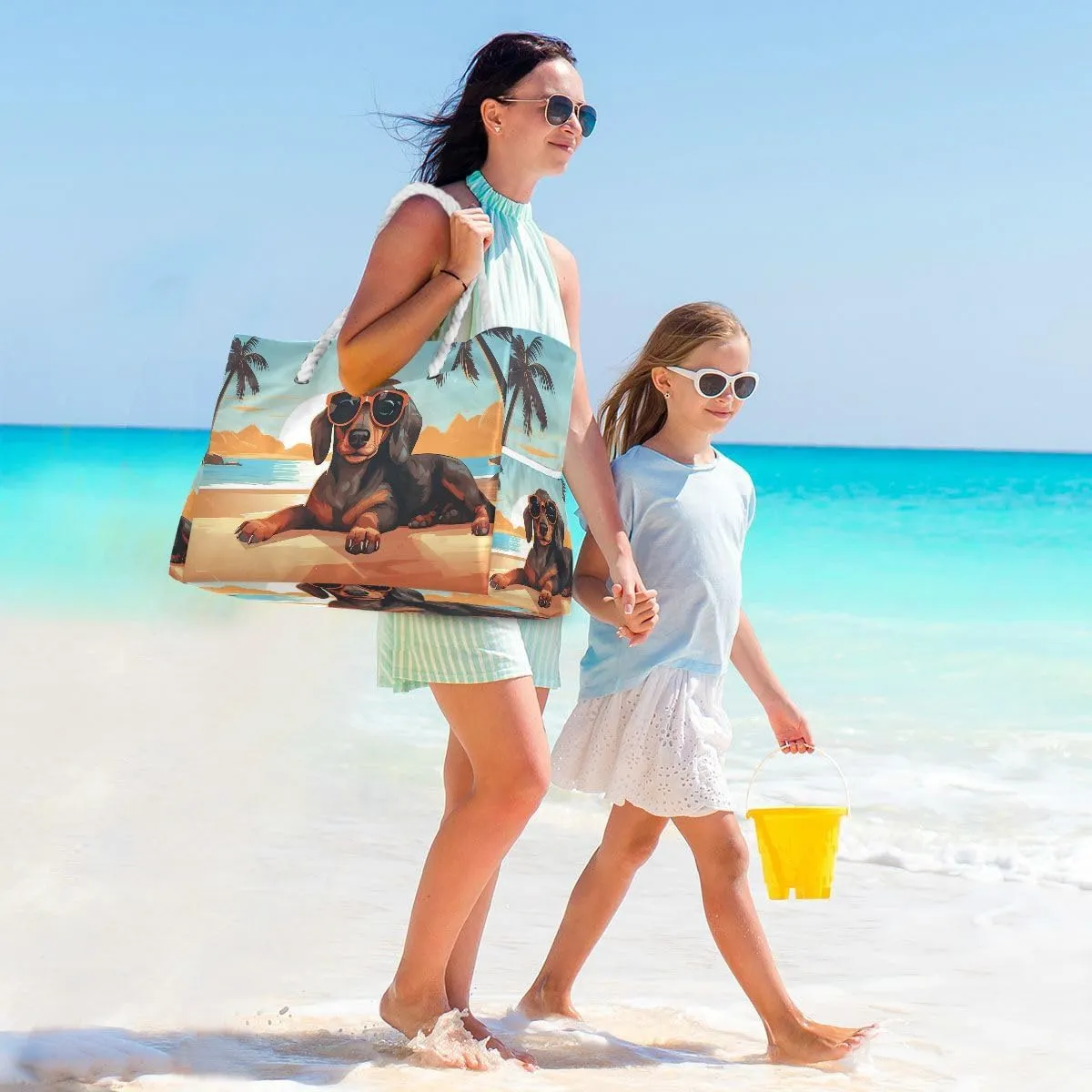 Beach Tote Bags for Women, Turtle Flower Starfish Large Beach Shoulder Bag Pool Bags Purse