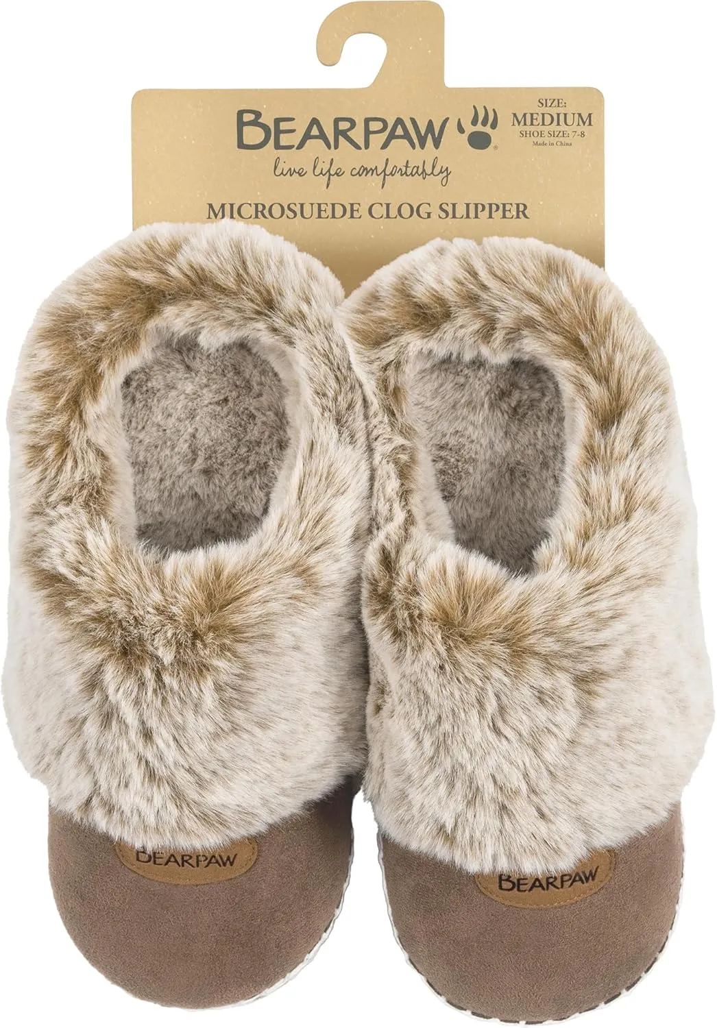 BEARPAW Womens Indoor Microsuede Faux Fur Lined Soft Sole Slipper With Skid Resistant Bottom