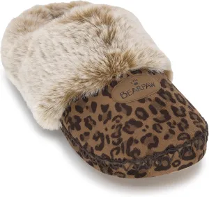 BEARPAW Womens Indoor Microsuede Faux Fur Lined Soft Sole Slipper With Skid Resistant Bottom