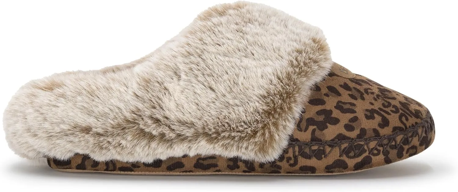 BEARPAW Womens Indoor Microsuede Faux Fur Lined Soft Sole Slipper With Skid Resistant Bottom