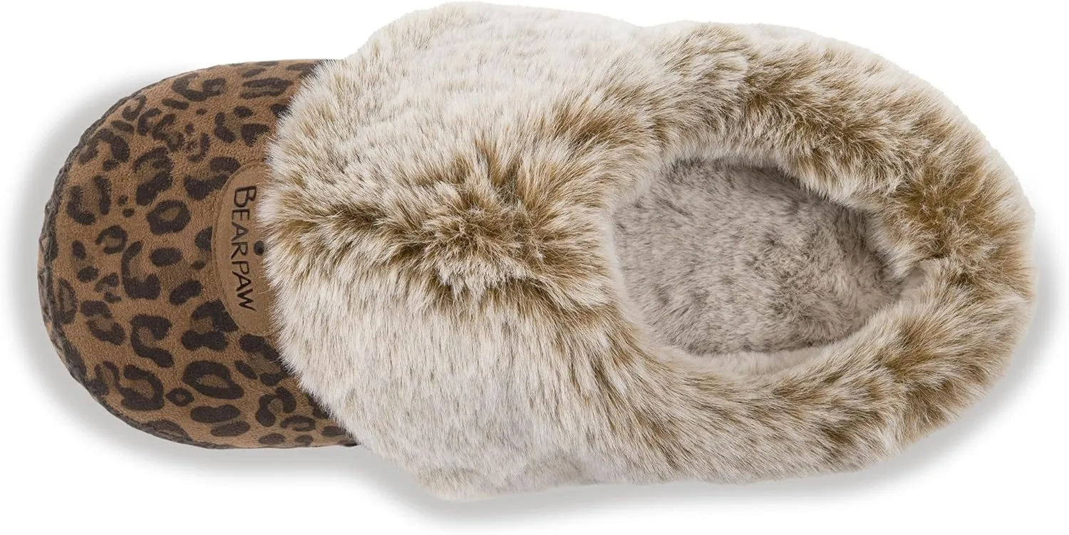 BEARPAW Womens Indoor Microsuede Faux Fur Lined Soft Sole Slipper With Skid Resistant Bottom