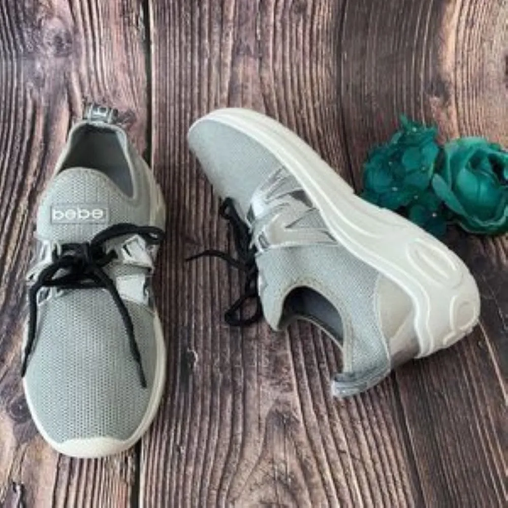 Bebe Grey/Silver Leylan Sneakers 7M