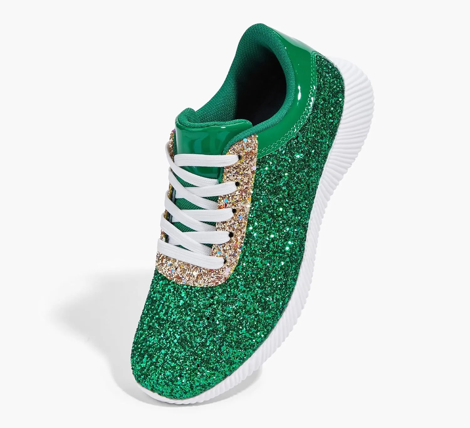 BELOS Women's Glitter Shoes Sparkly Lightweight Metallic Sequins Tennis Shoes Casual Retro Braided Walking Shoes