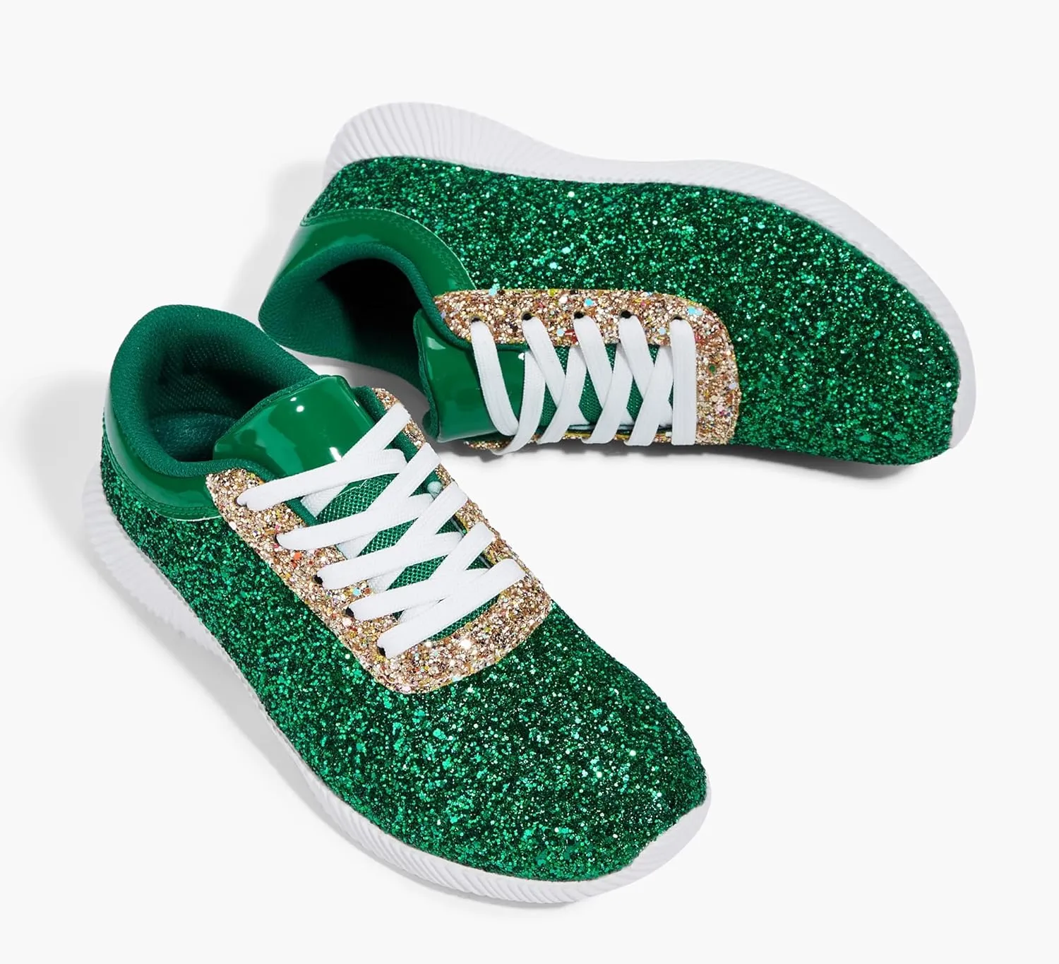 BELOS Women's Glitter Shoes Sparkly Lightweight Metallic Sequins Tennis Shoes Casual Retro Braided Walking Shoes