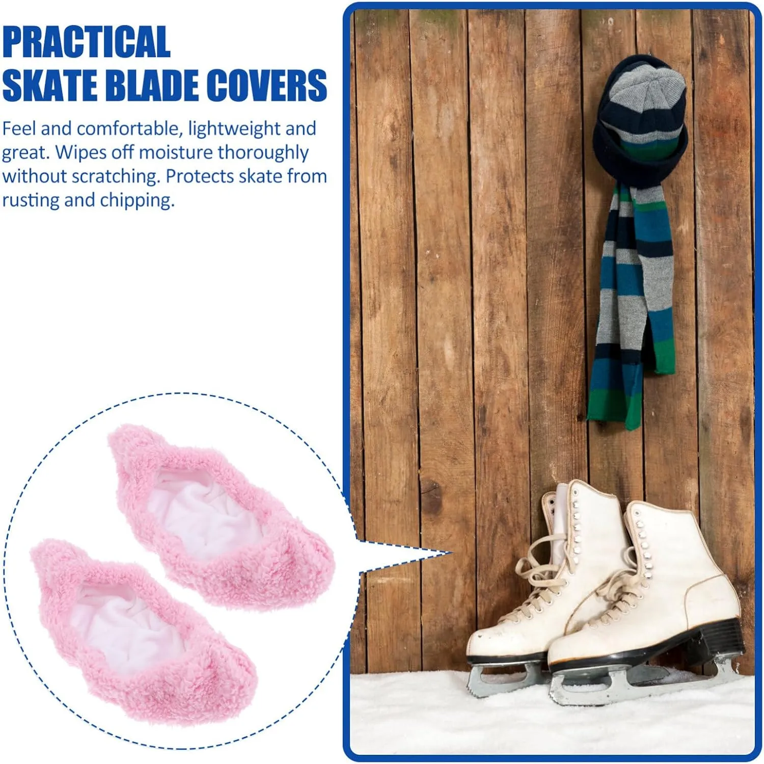 BESPORTBLE Ice Skate Guards, Ice Skate Blade Covers, Skate Guards for Hockey Skates Skating Soakers Velvet Cover for Toddler