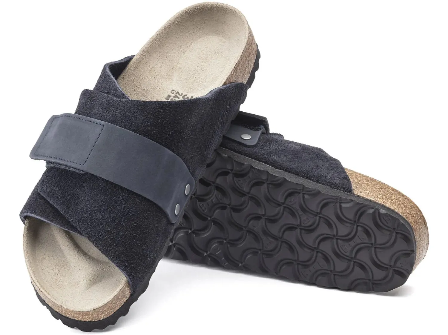 Birkenstock Kyoto Soft Suede & Nubuck Midnight Slide