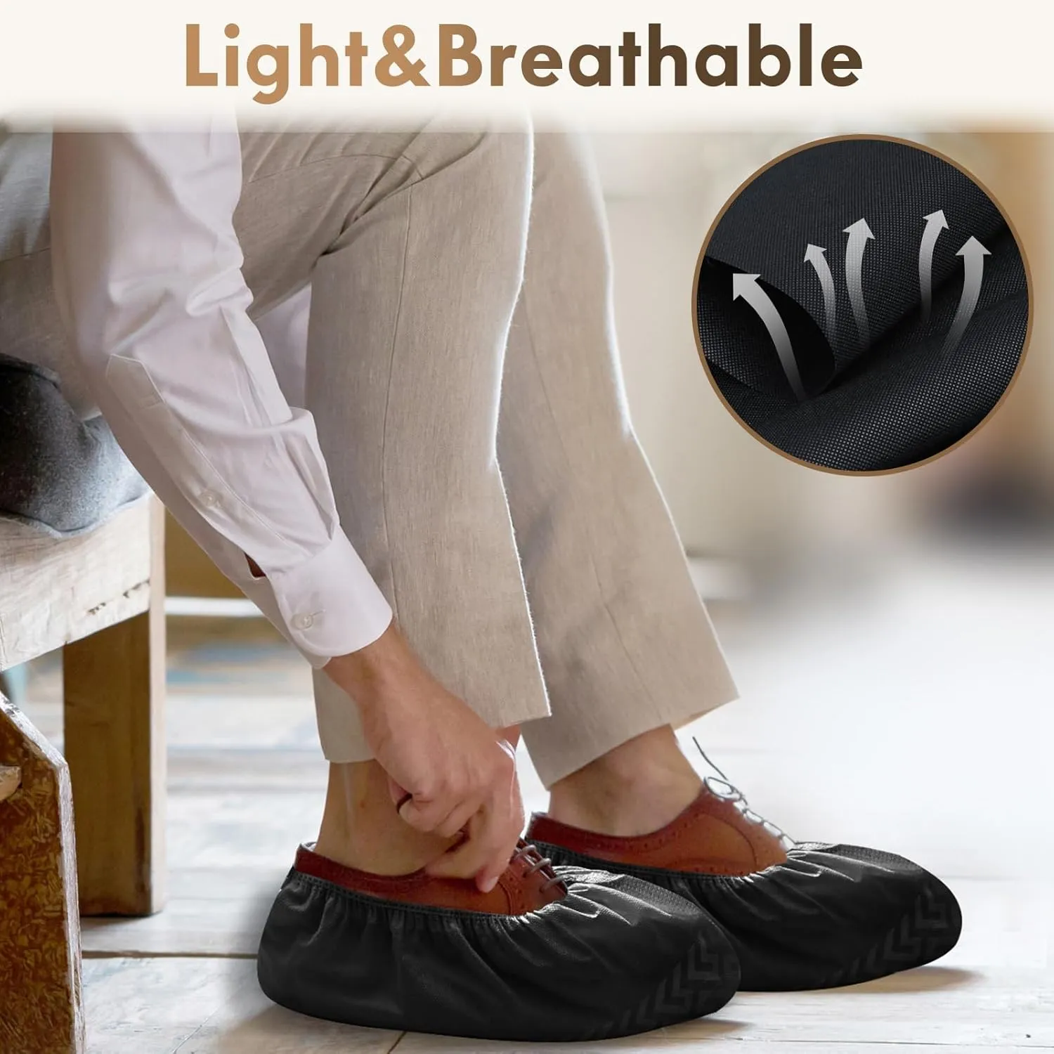 Black Recycable Shoe Covers Disposable - Recyclable Shoe Covers Disposable for Indoors, Fits Up To 11 US Men and 13 US Women Size,Recyclable Non-Woven Fabric - 100pcs
