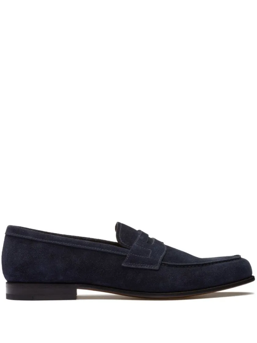Blue Moccasins With Refined Detailing