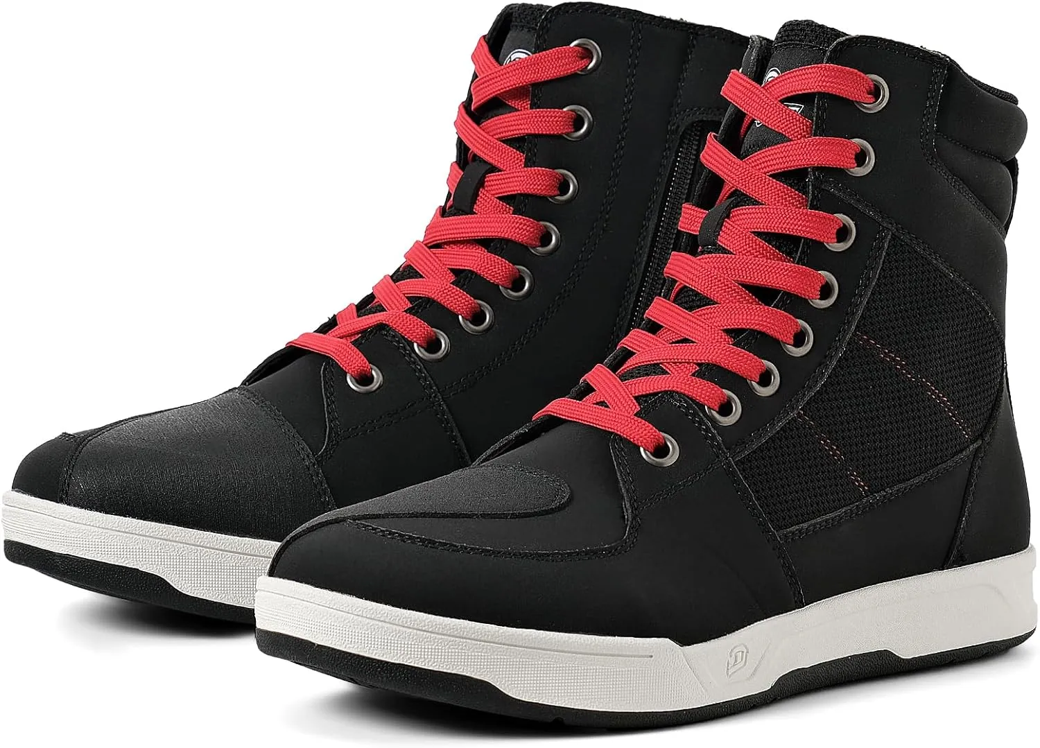 BORLENI Motorcycle Riding Shoes Road Street Motocross Protective Boots for Men, Casual Breathable Powersports Shoes Black