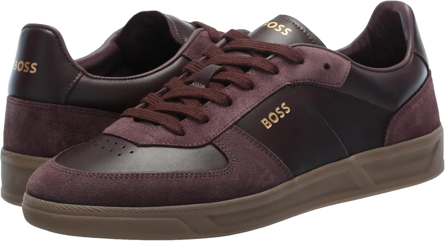 BOSS Men's Soft Leather Block Logo Low Top Sneaker
