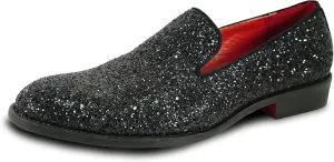 bravo! Men Dress Shoe Prom Slip on Loafer Tuxedo Shoe Classic Metallic Glitter for Wedding Prom Party Black Gold Silver