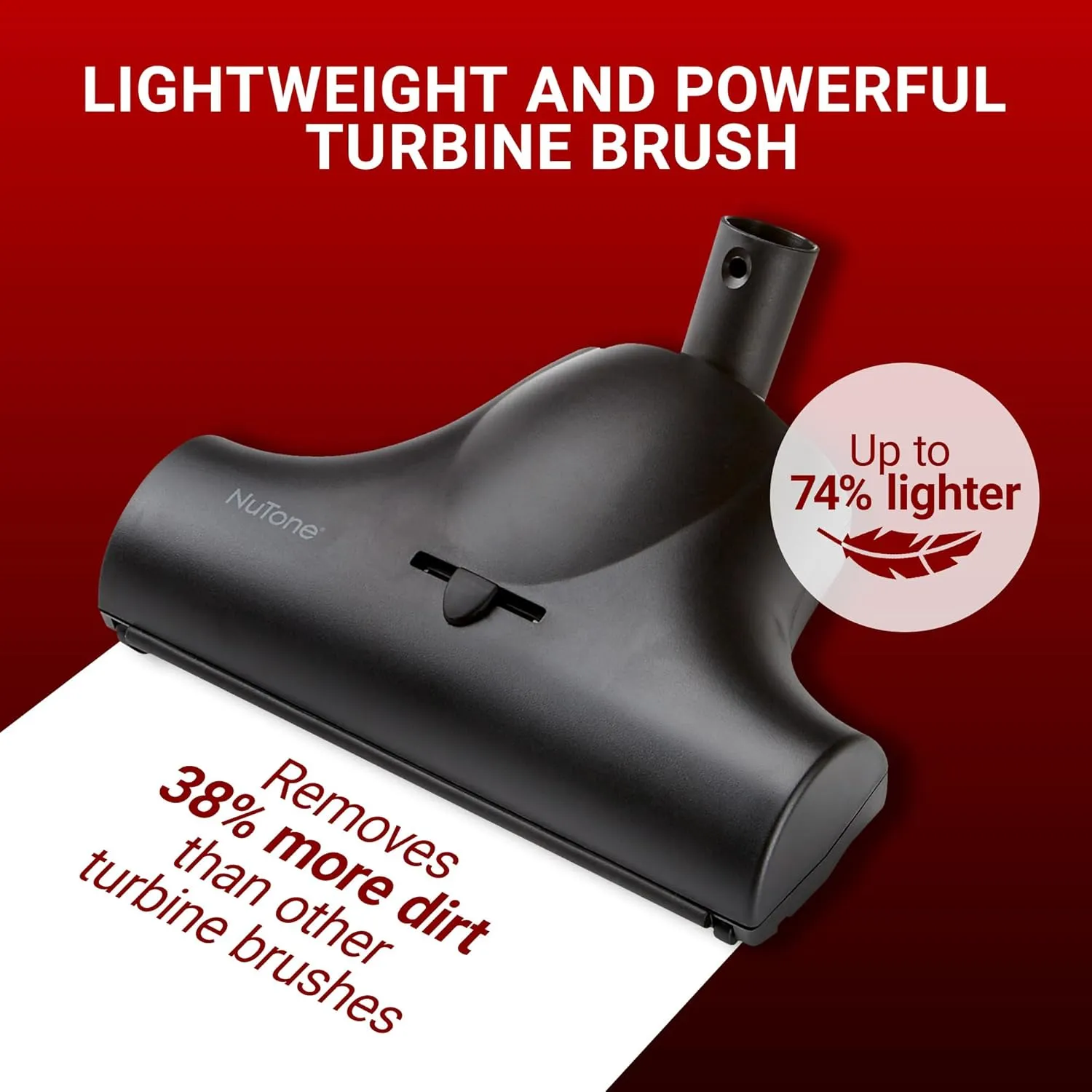 Broan-NuTone CT350B Turbine Brush – Central Vacuum Accessories, Lightweight Design, Powerful Dirt Removal, Chevron Bristles, 360° Swivel Neck, Ideal for Carpets