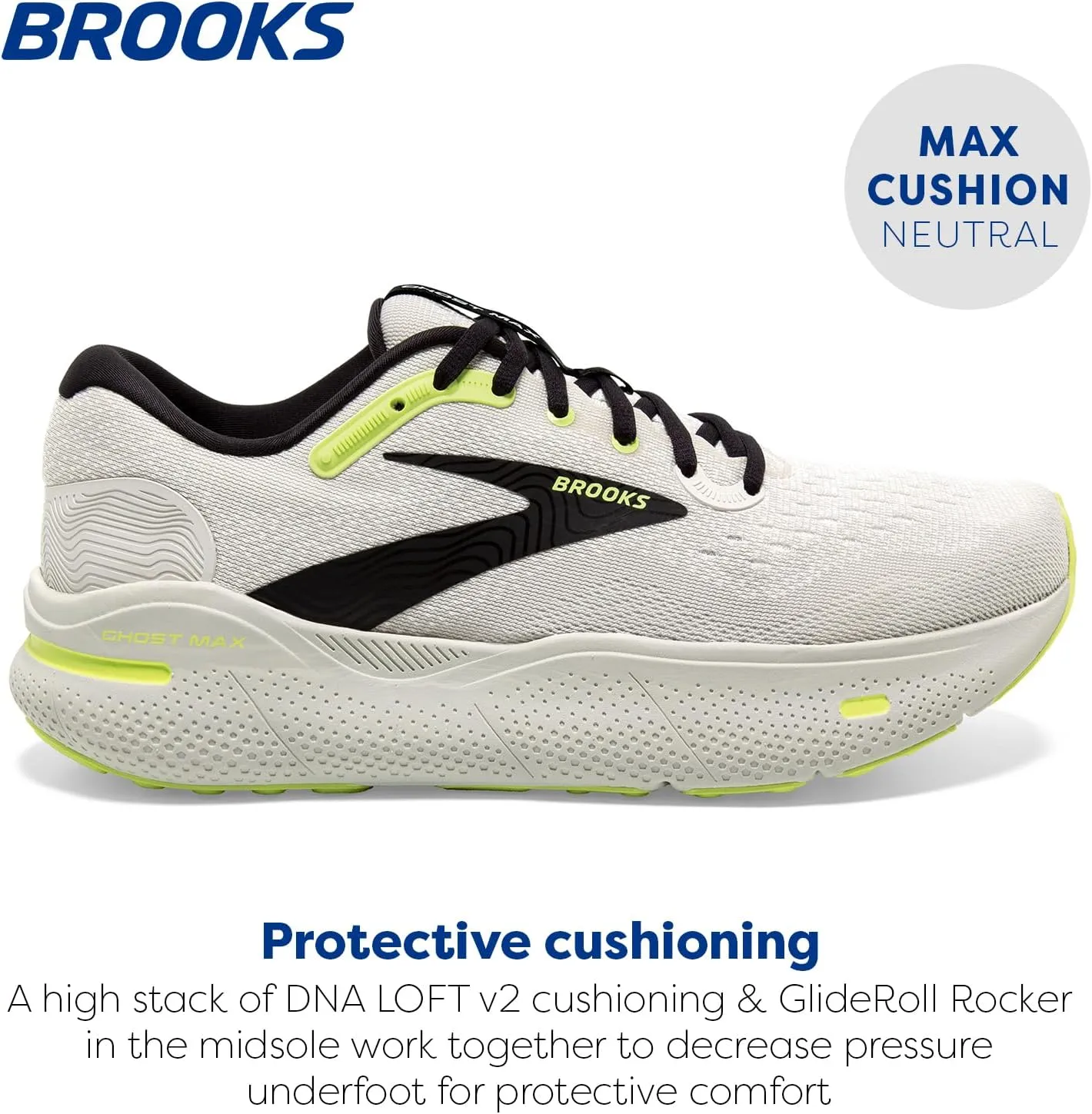 Brooks Men’s Ghost Max Cushion Neutral Running & Walking Shoe