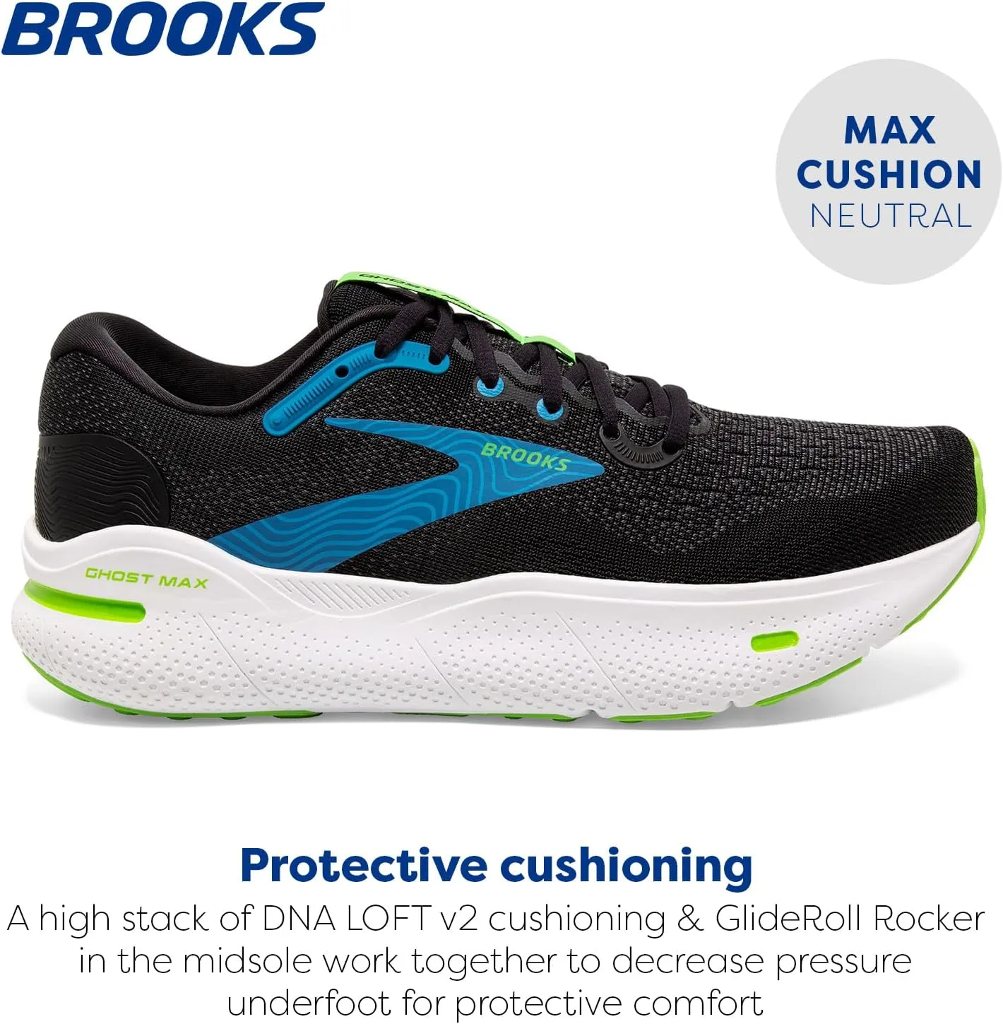 Brooks Men’s Ghost Max Cushion Neutral Running & Walking Shoe
