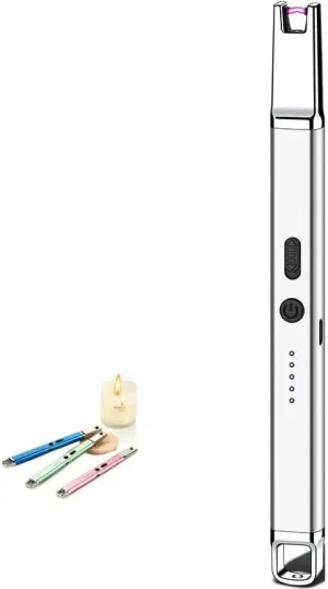 Candle Lighter, Windproof Lighter, Electric Rechargeable arc Lighter with Double Safety Switch, Suitable for Candles, Fireworks, Wild Camping, etc.(Color:Yellow)