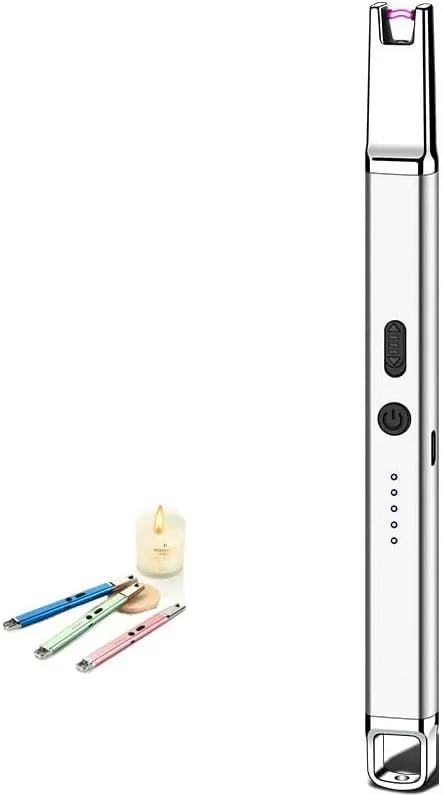 Candle Lighter, Windproof Lighter, Electric Rechargeable arc Lighter with Double Safety Switch, Suitable for Candles, Fireworks, Wild Camping, etc.(Color:Yellow)