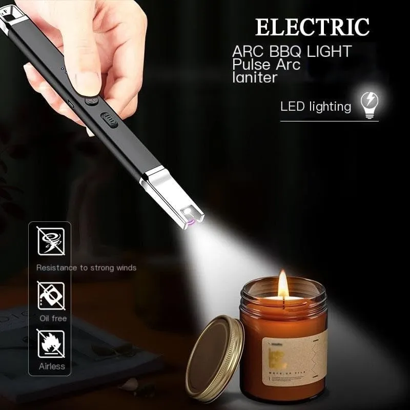 Candle Lighter, Windproof Lighter, Electric Rechargeable arc Lighter with Double Safety Switch, Suitable for Candles, Fireworks, Wild Camping, etc.(Color:Yellow)