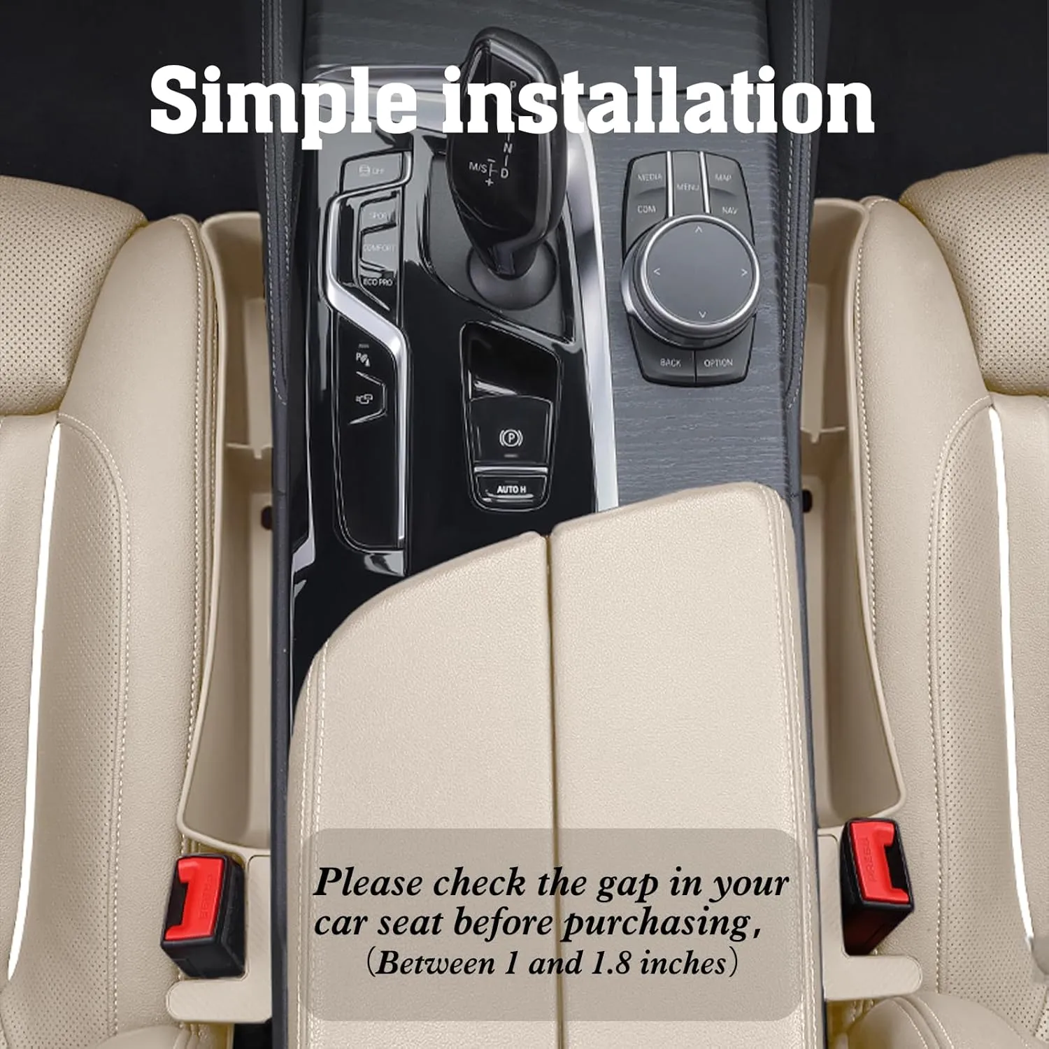 Car Seat Gap Filler Organizer 2 Pack with Storage Pouch, Seat Gap Filler Organizer for Automotive, Car Organizer Suitable for SUV and Sedan, Storage for Coins & Glasses & Keys.(Beige)