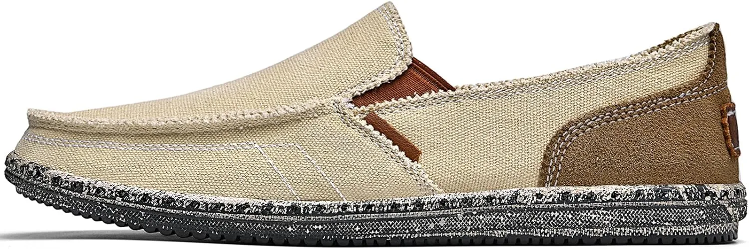 CASMAG Men's Casual Cloth Shoes Canvas Slip on Loafers Leisure Vintage Flat Boat Shoes