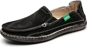 CASMAG Men's Casual Cloth Shoes Canvas Slip on Loafers Leisure Vintage Flat Boat Shoes