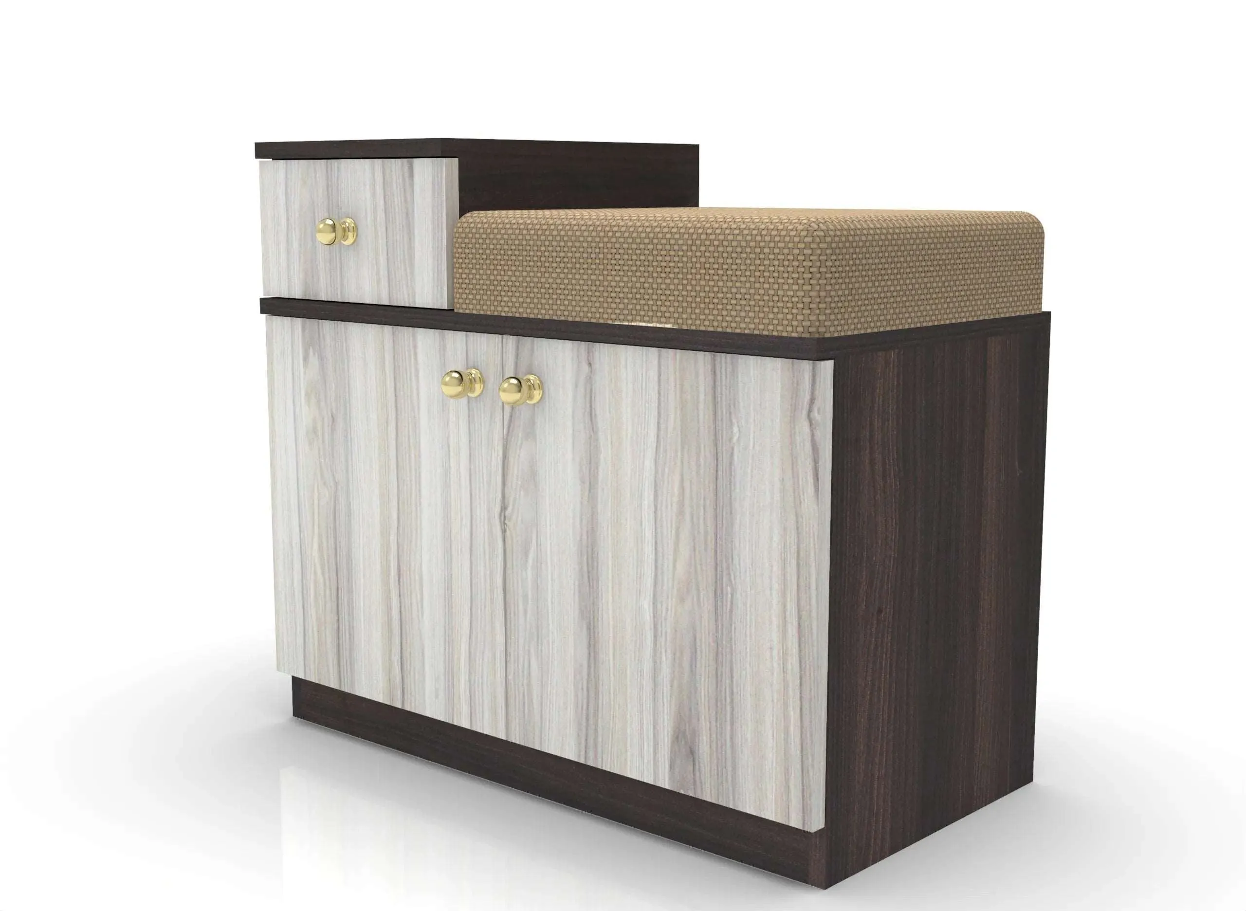 Cedar 2 Door Cushion Seat Shoe Rack / Multipurpose Cabinet with Drawer