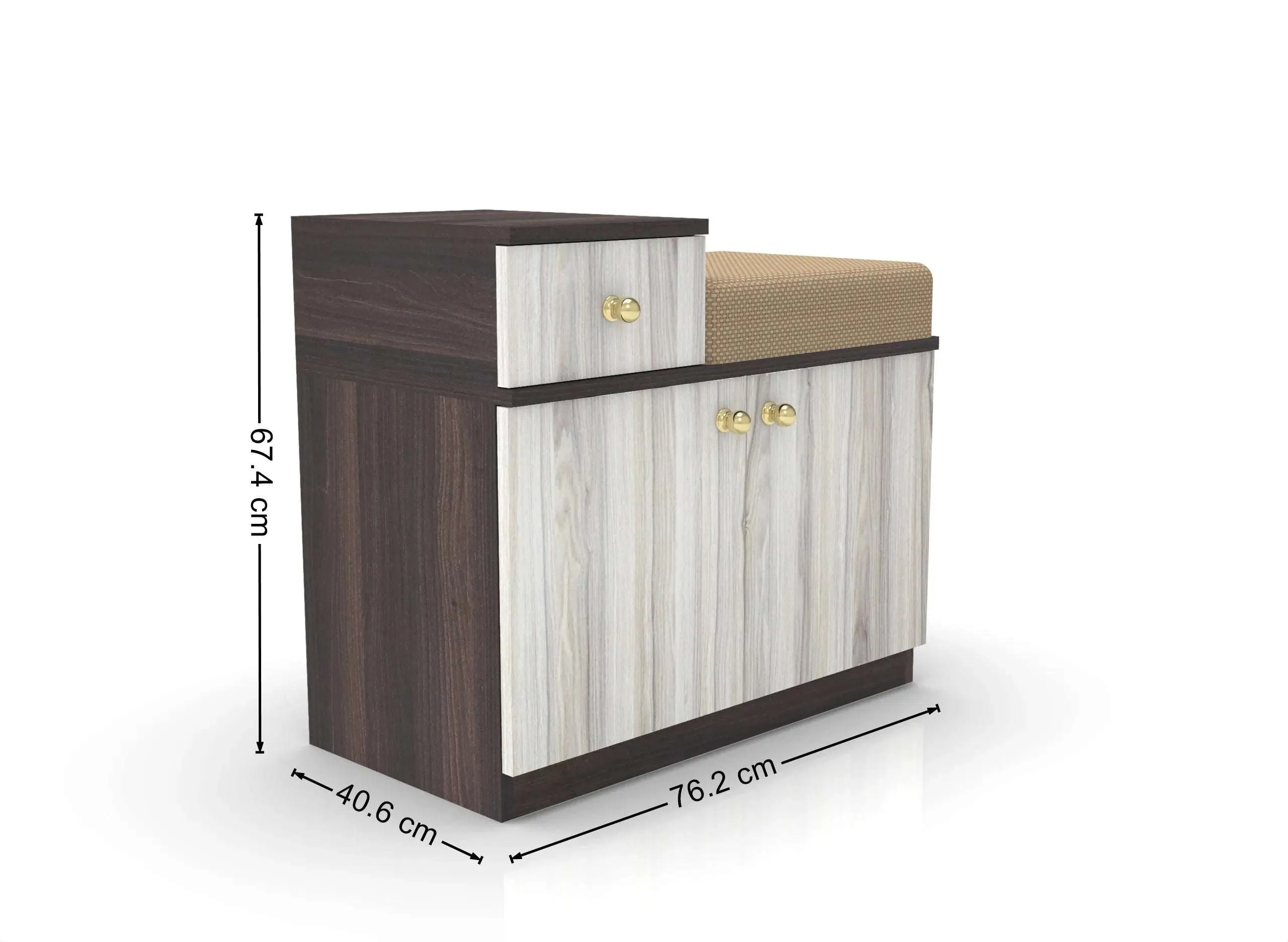 Cedar 2 Door Cushion Seat Shoe Rack / Multipurpose Cabinet with Drawer