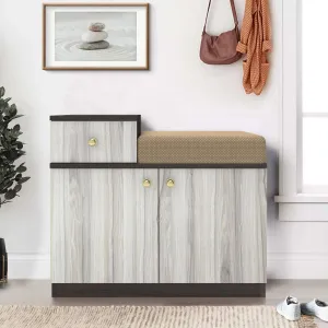 Cedar 2 Door Cushion Seat Shoe Rack / Multipurpose Cabinet with Drawer