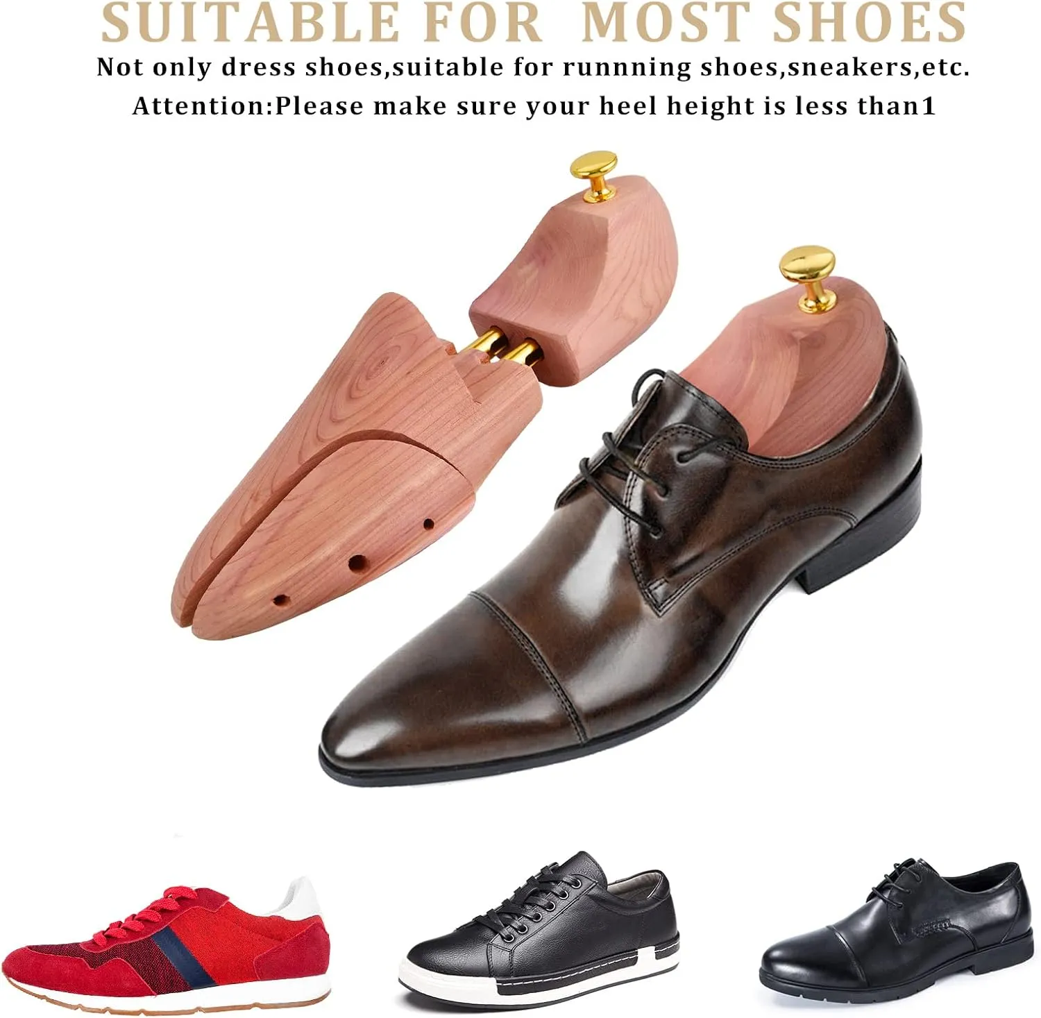 Cedar Shoe Tree for Men Women Red Cedar Wooden Shoe Trees with Twin Tubes