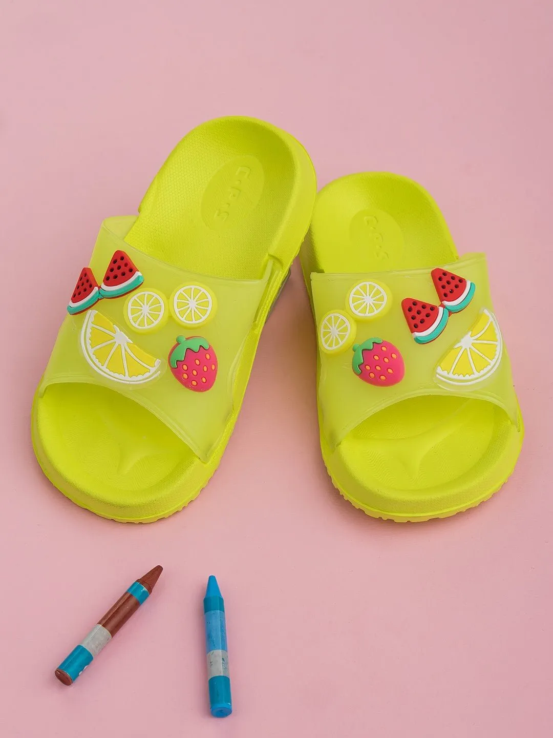 Charming Fruity Charms with Lemon, Watermelon & Strawberry Accents for Girls- Green