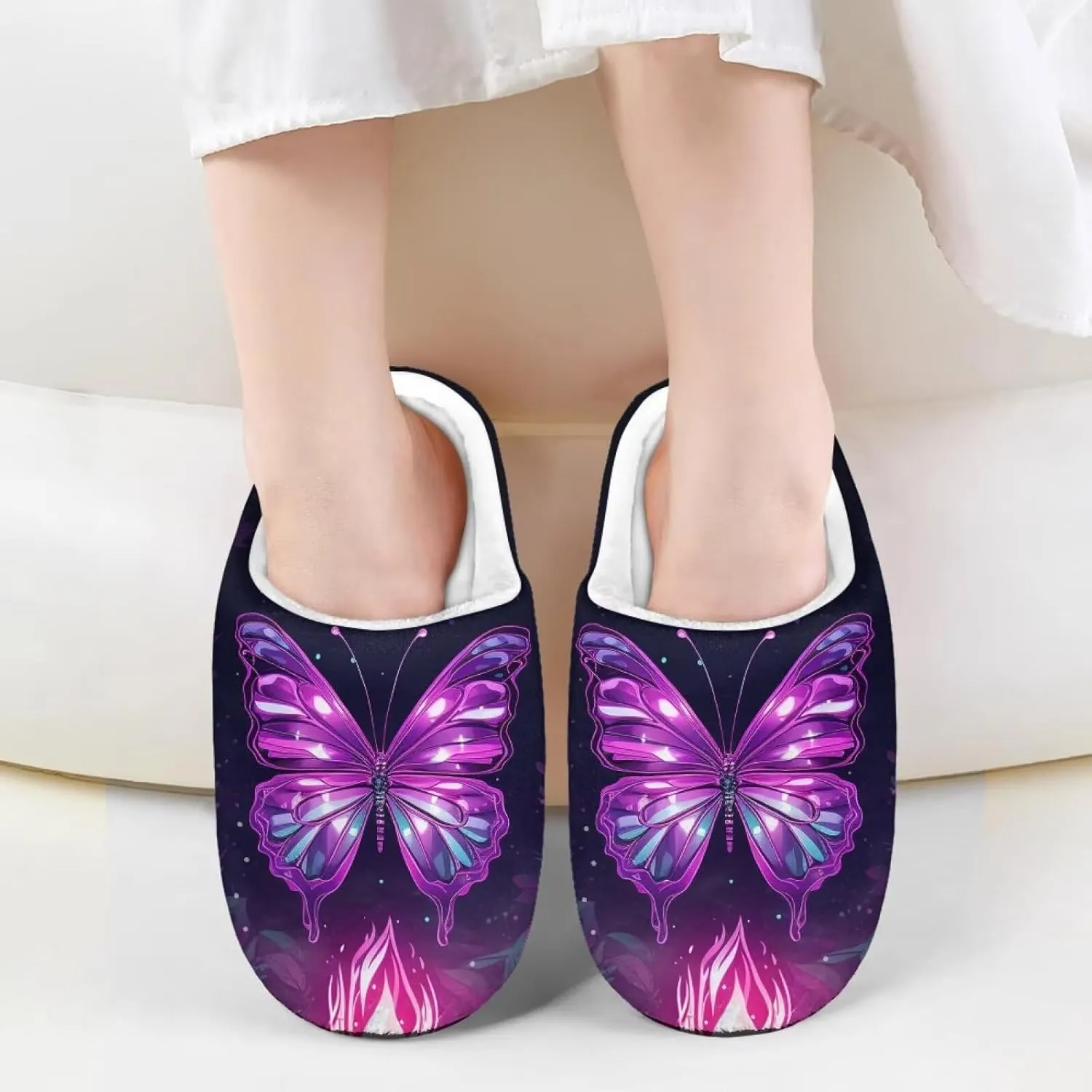 Children's Plush Slippers Fuzzy House Non-Slip Home Warm Slipper Indoor Soft Shoes with Slide-in for Winter Bedroom