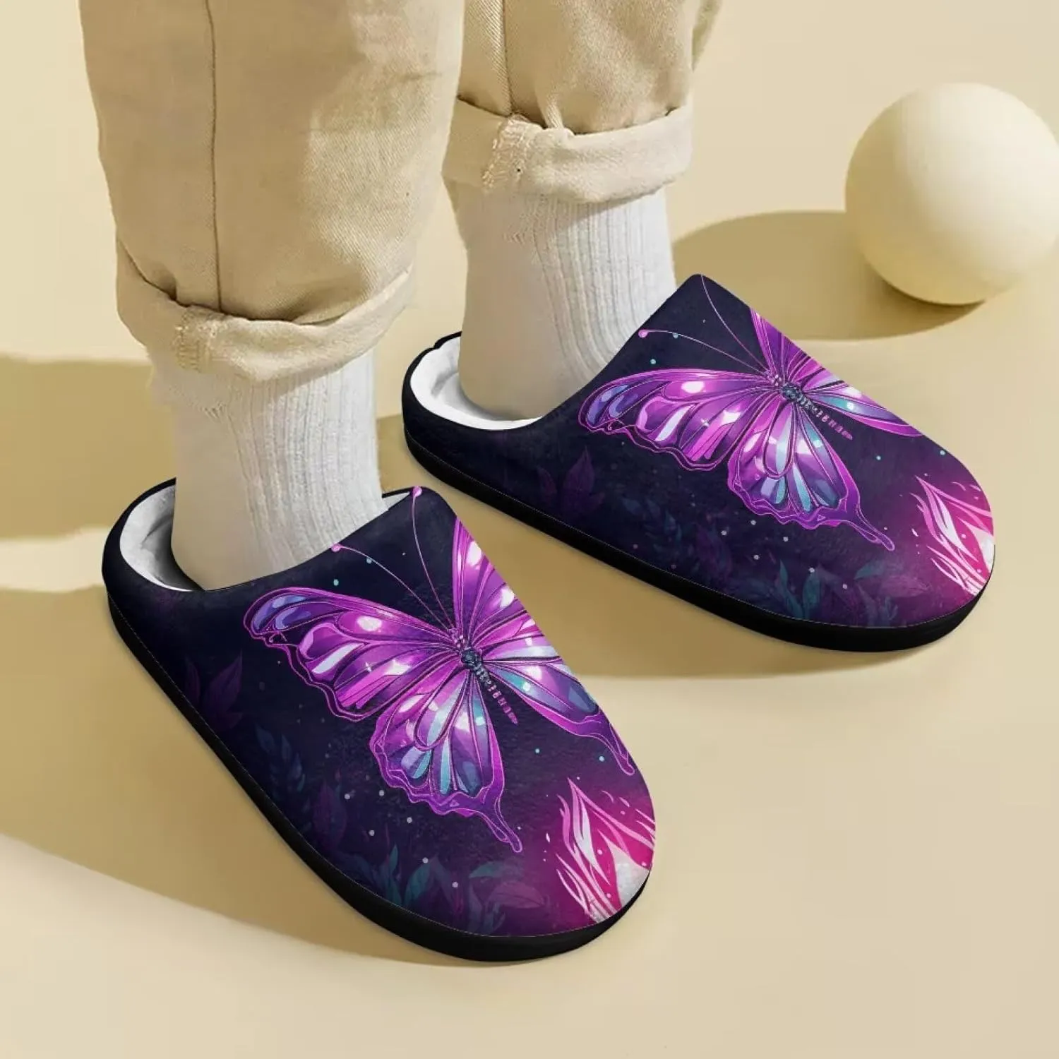 Children's Plush Slippers Fuzzy House Non-Slip Home Warm Slipper Indoor Soft Shoes with Slide-in for Winter Bedroom