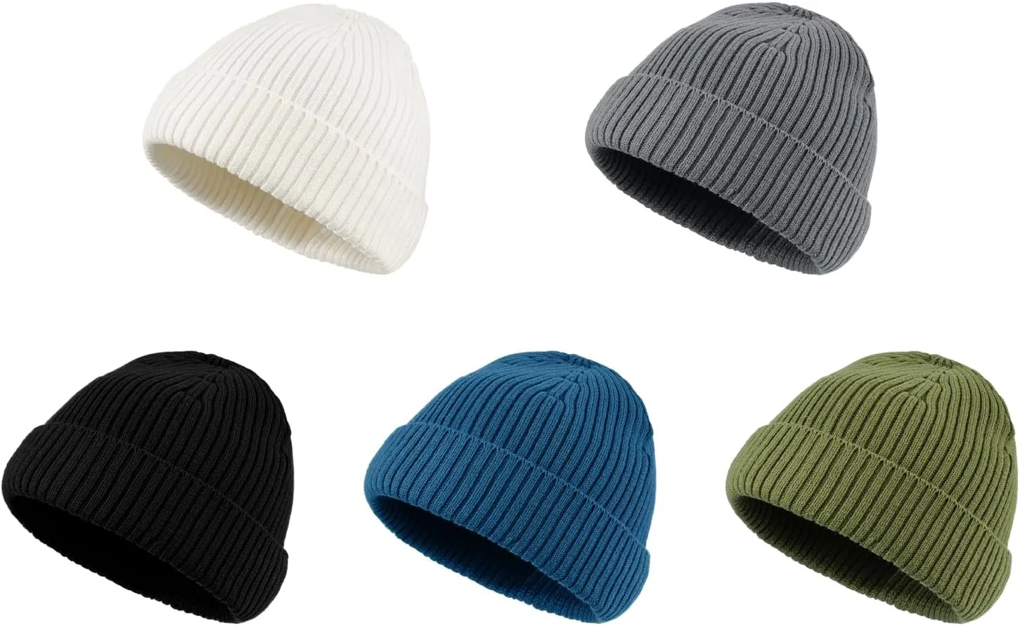 Clakllie Trawler Beanie for Women Men Roll-up Edge Skullcap Soft Warm Fisherman Watch Caps Cuffed Swag Knitted Hat