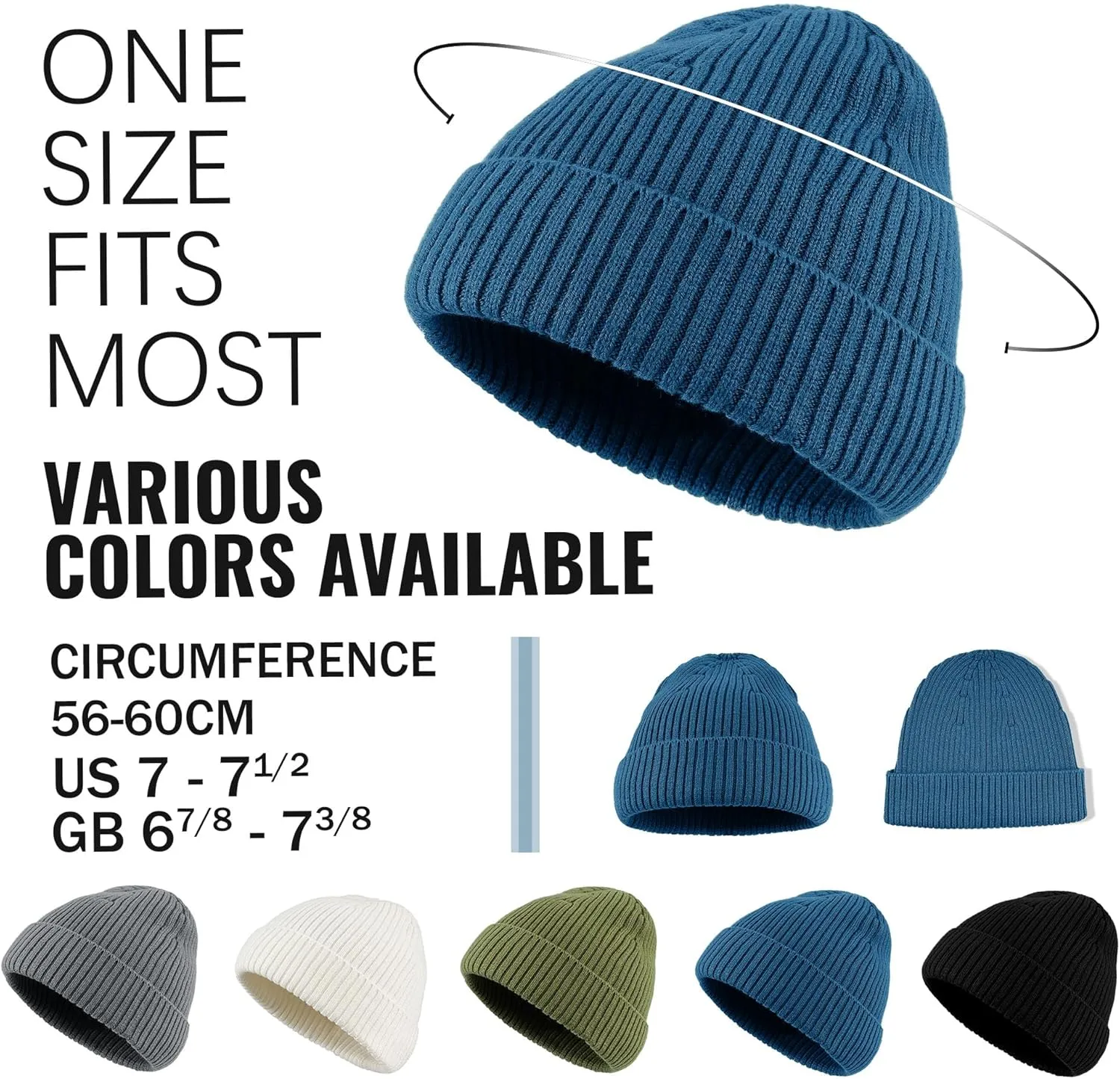 Clakllie Trawler Beanie for Women Men Roll-up Edge Skullcap Soft Warm Fisherman Watch Caps Cuffed Swag Knitted Hat