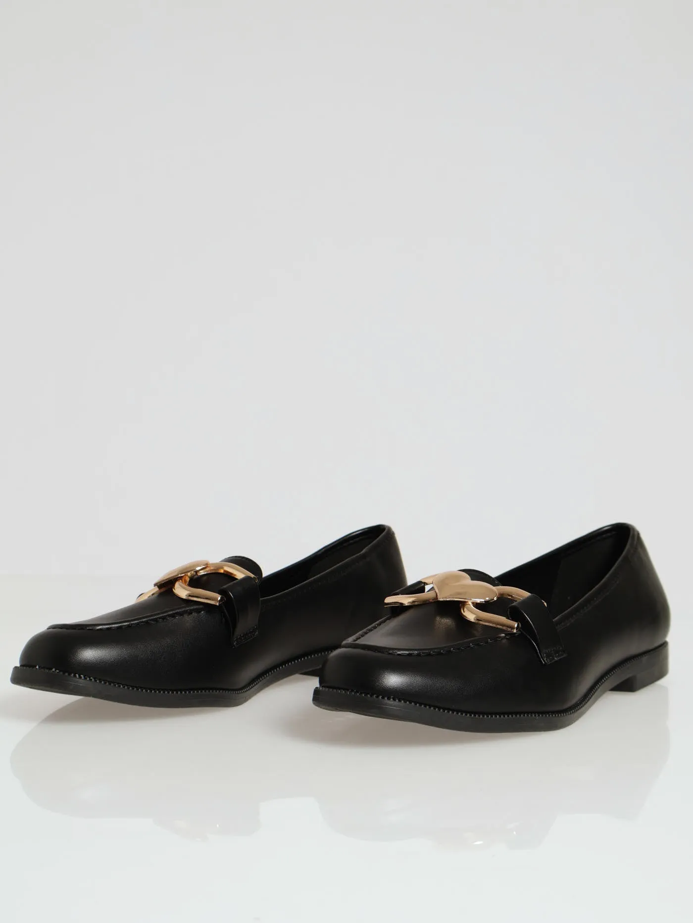 Classic Loafer With Heart Trim - Black