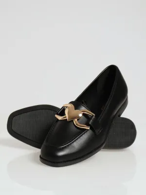 Classic Loafer With Heart Trim - Black