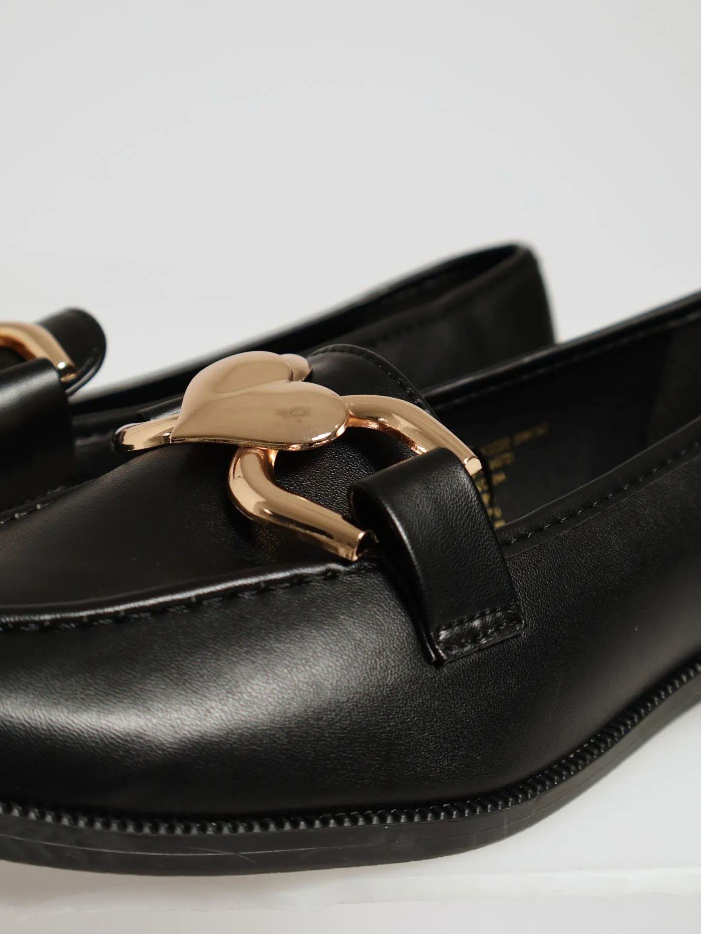 Classic Loafer With Heart Trim - Black