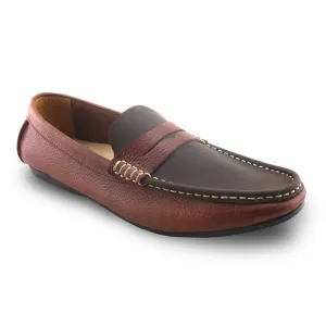 Classy Penny Loafer Double Textures: Wrinkle Soft Brown & Nubuck