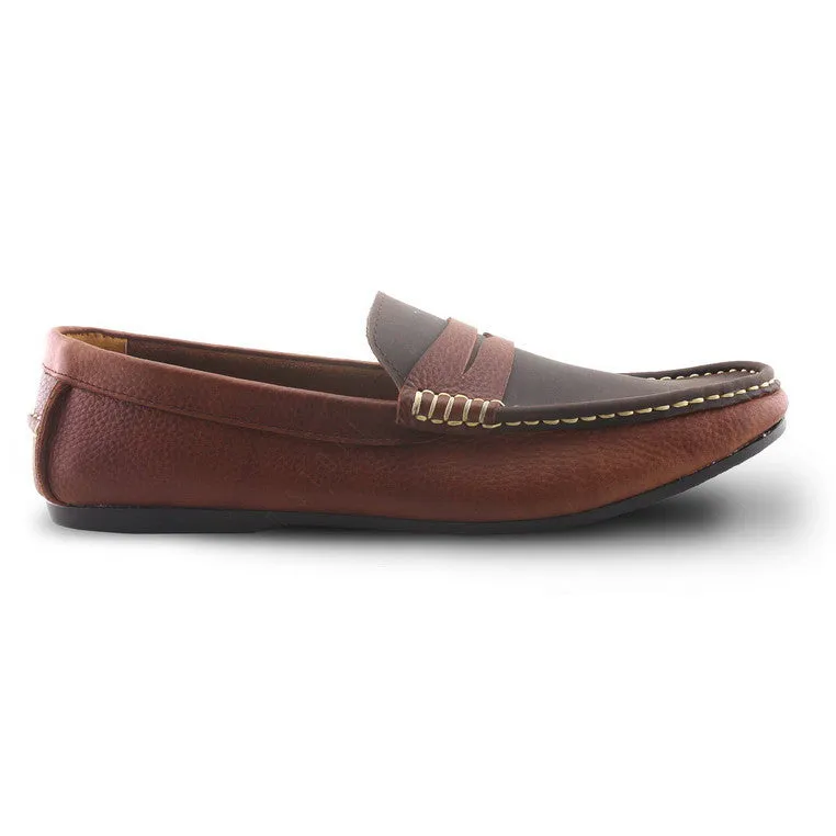 Classy Penny Loafer Double Textures: Wrinkle Soft Brown & Nubuck