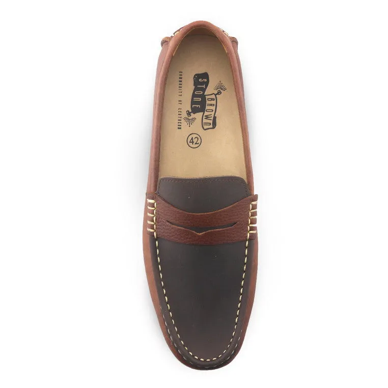 Classy Penny Loafer Double Textures: Wrinkle Soft Brown & Nubuck