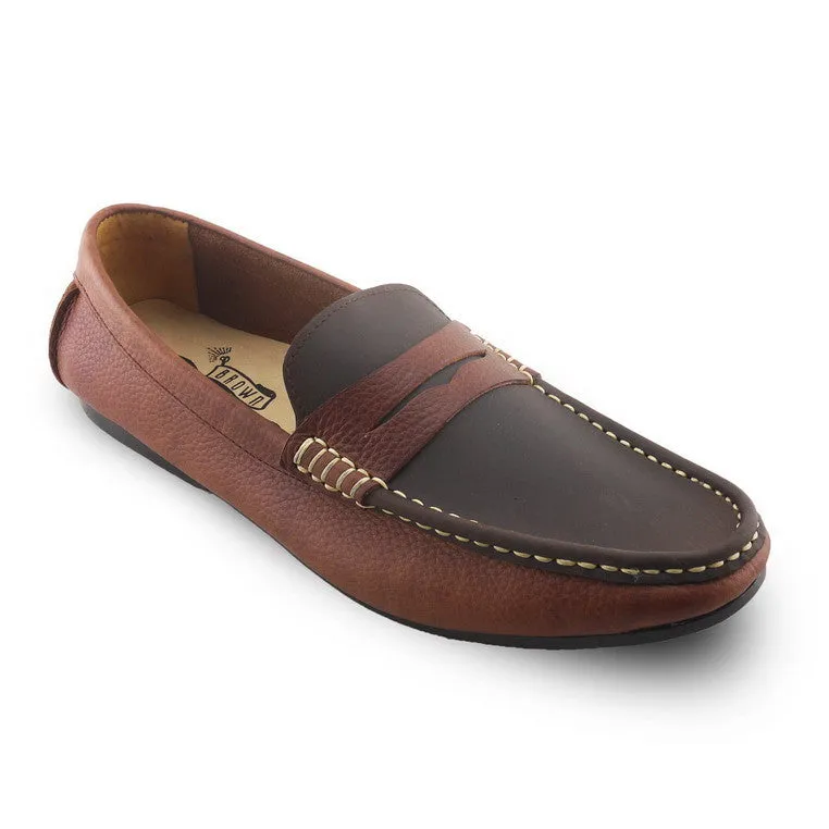 Classy Penny Loafer Double Textures: Wrinkle Soft Brown & Nubuck