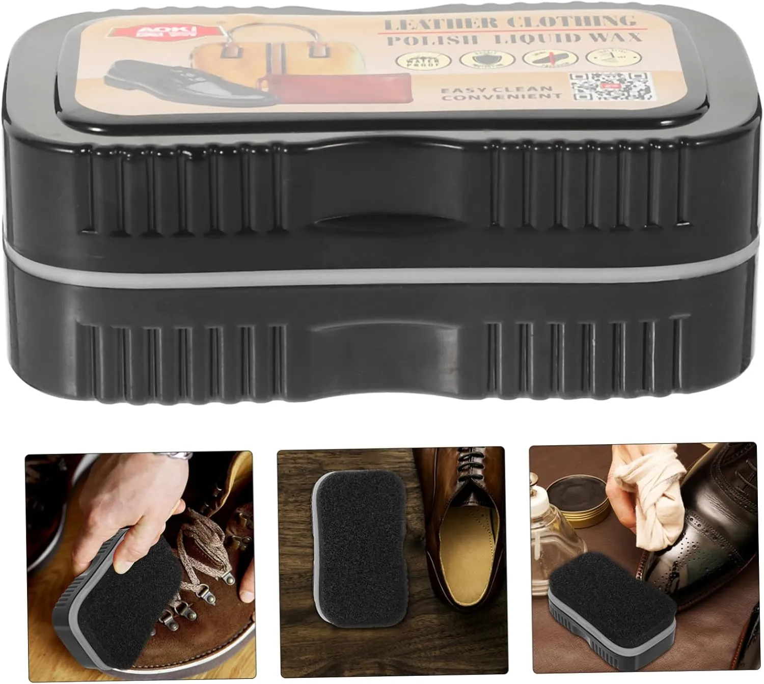 CLISPEED 1 Pair Double Sided Shoe Polish Sponge Brush High Density for Leather Shoes Handbags Sofas Durable Soft Sponge with Cover Random Color Random Color