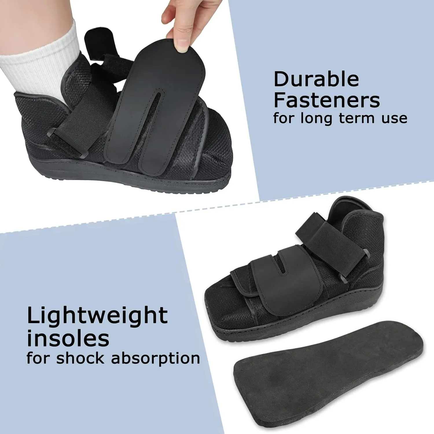 Closed Toe Post Op Walking Shoe - Lightweight Orthopedic Foot Boot with Hard Sole for Broken Toe, Metatarsal Stress Fractures, Bunion Surgery, and Broken Foot Support for Men & Women (L)