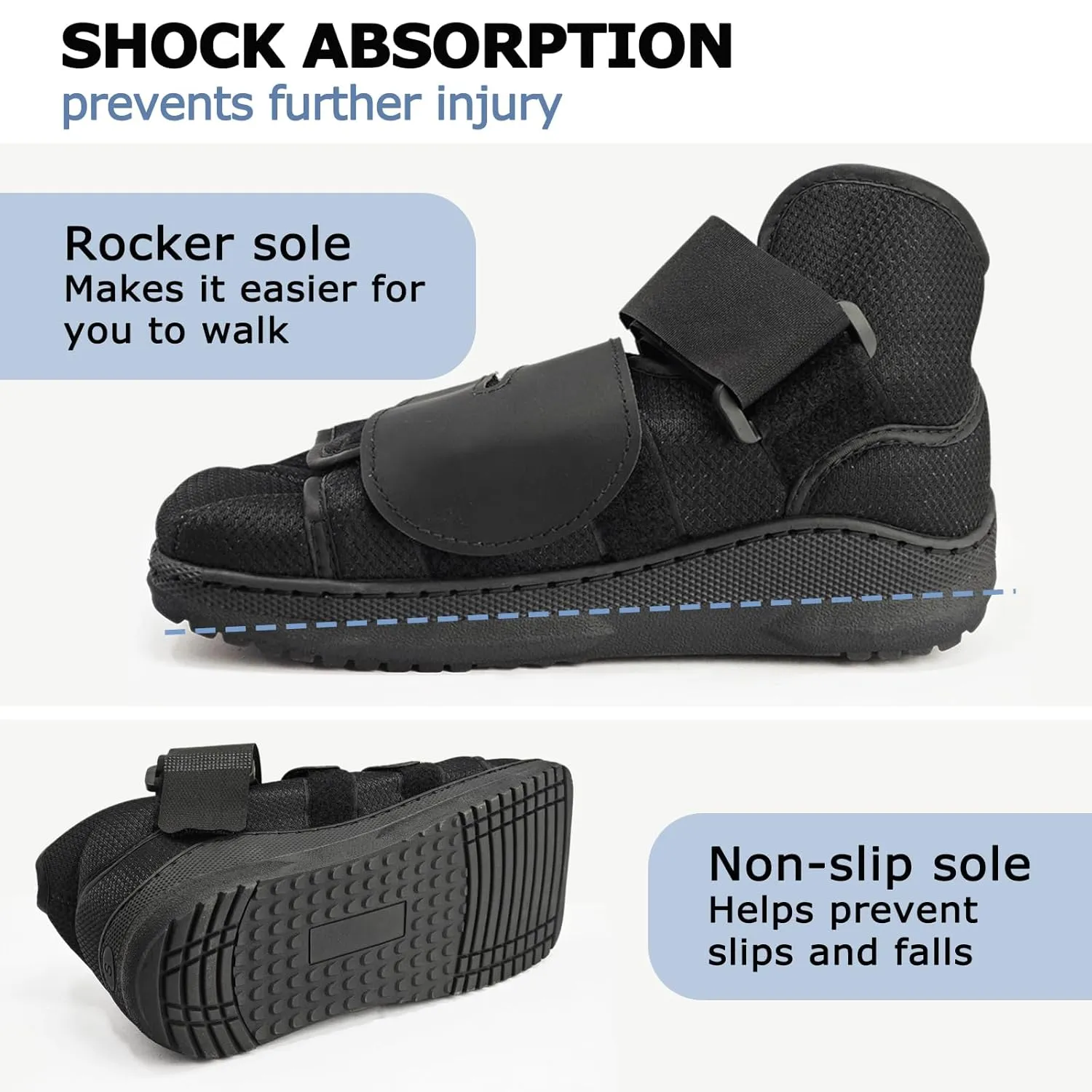 Closed Toe Post Op Walking Shoe - Lightweight Orthopedic Foot Boot with Hard Sole for Broken Toe, Metatarsal Stress Fractures, Bunion Surgery, and Broken Foot Support for Men & Women (L)