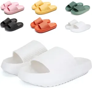 Cloud Slippers for Women and Men Non Slip Super Puffy Comfy Soft Thick Soled Cloud House Slides Sandals Non-Slip Quick Drain Hole Slippers Open Toe Bathroom Shoes