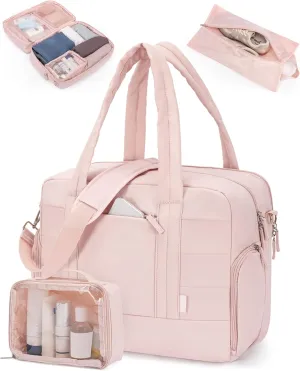 CLUCI Duffle Bag Women Business Travel Bags, Weekender Bags for Women, Puffer Duffel Carry On Bag with Shoe Bag,Overnight Bag for Women with Laptop Compartment